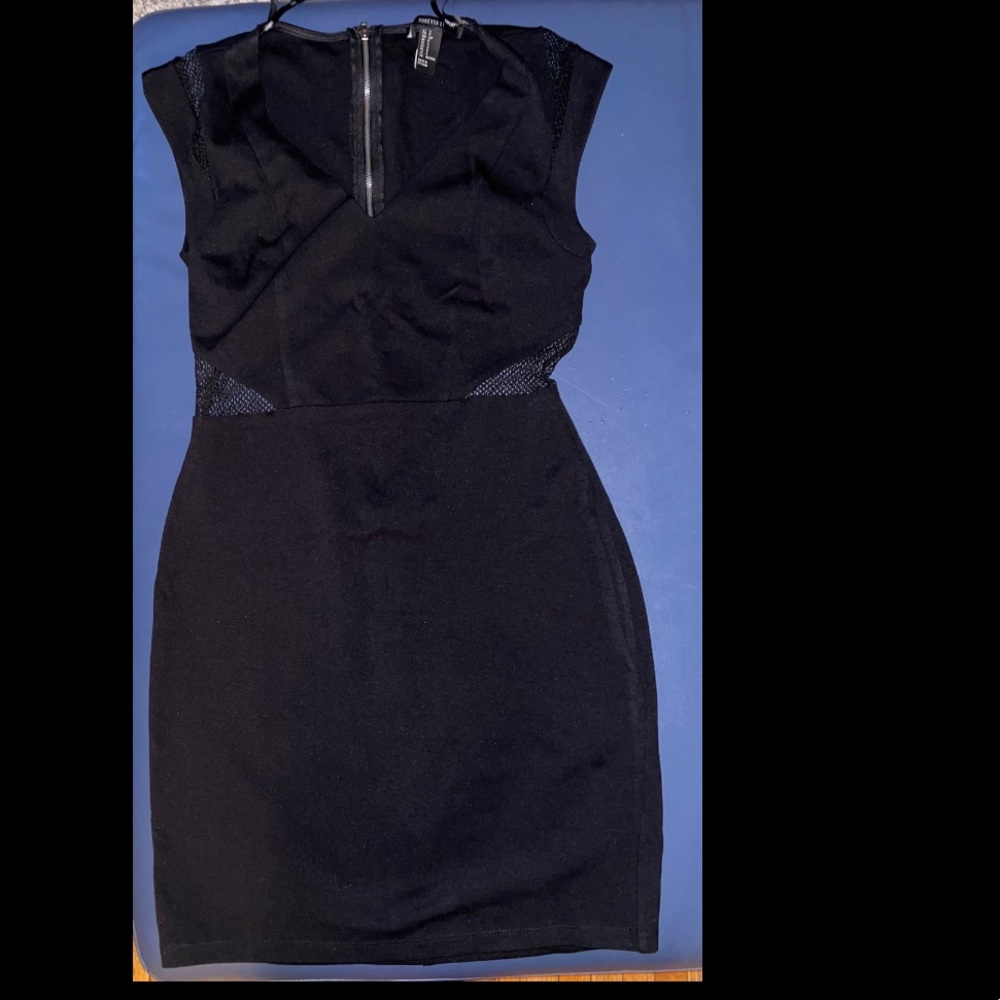 Short Sleeveless Dress with Mesh Cut Outs